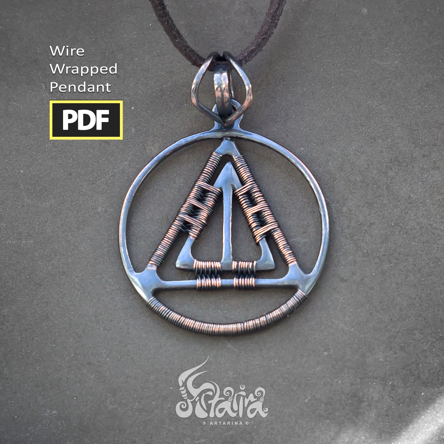Wire wrapped geometrical PDF pendant tutorial | Wire wrapping step by step DIY lesson