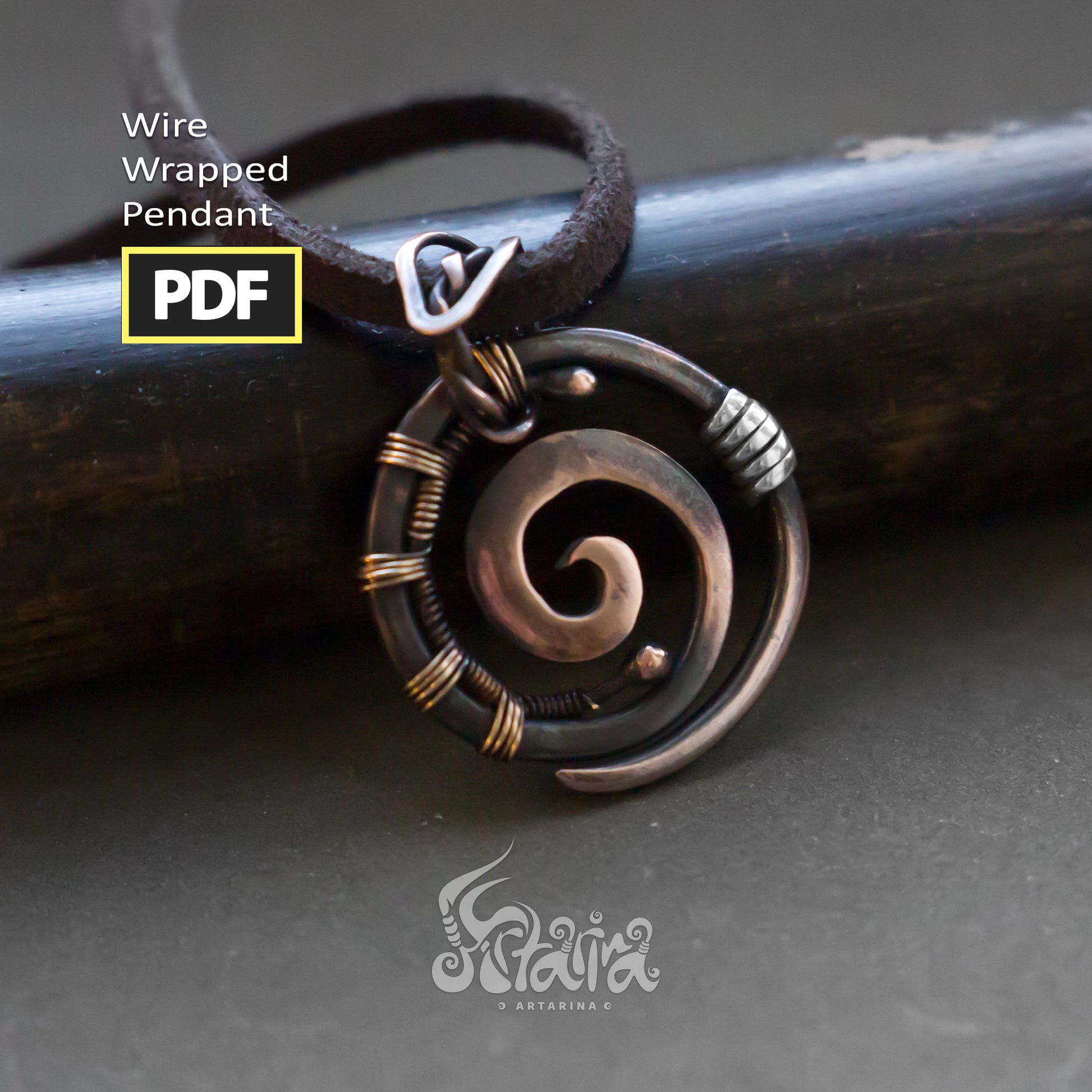 Simple Beginner Wire Wrap PDF Jewelry Tutorial | No Soldering | Spiral copper necklace Step by step diy | Artarina | See DESCRIPTION BELOW 