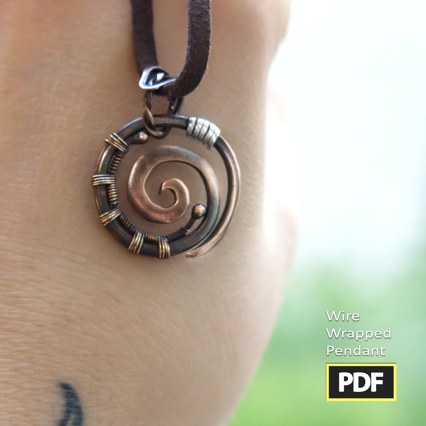 Simple Beginner Wire Wrap PDF Jewelry Tutorial | No Soldering | Spiral copper necklace Step by step diy | Artarina | See DESCRIPTION BELOW 
