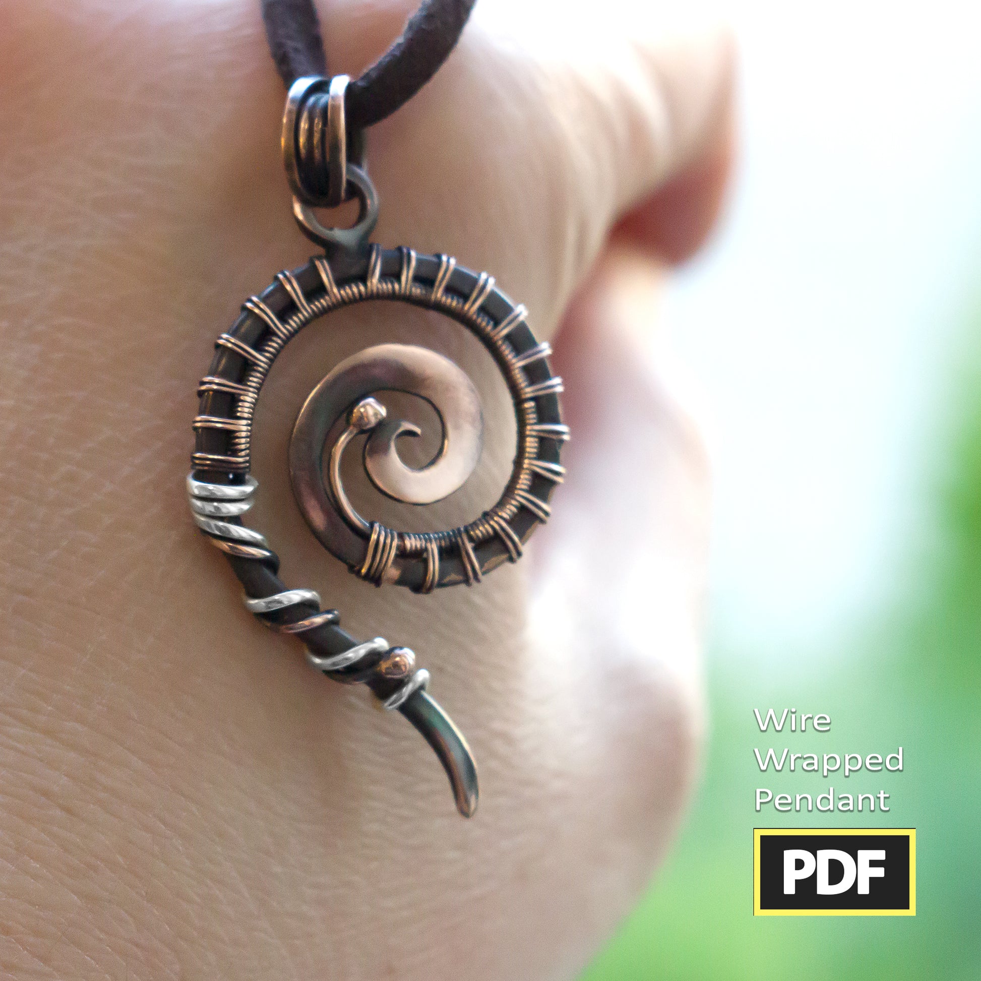 Simple wire wrap spiral PDF pendant tutorial | Wire wrapping diy | Step by step copper wire jewelry making Artarina | See DESCRIPTION BELOW