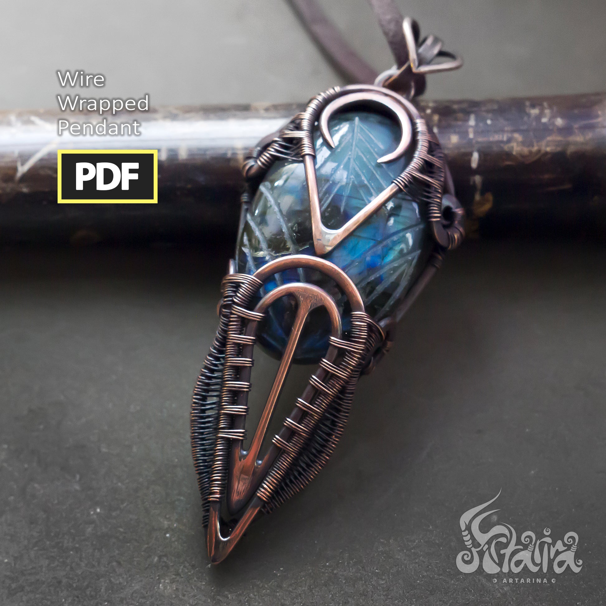 Wire wrapping necklace PDF tutorial | Step by step diy wire jewelry Artarina lesson | Advanced wire wrapping | See DESCRIPTION BELOW
