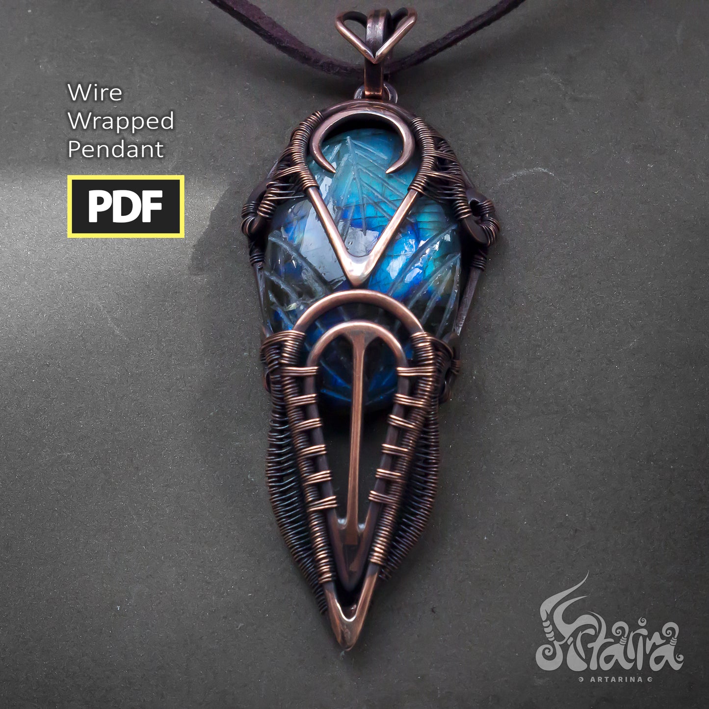 Wire wrapping necklace PDF tutorial | Step by step diy wire jewelry Artarina lesson | Advanced wire wrapping | See DESCRIPTION BELOW