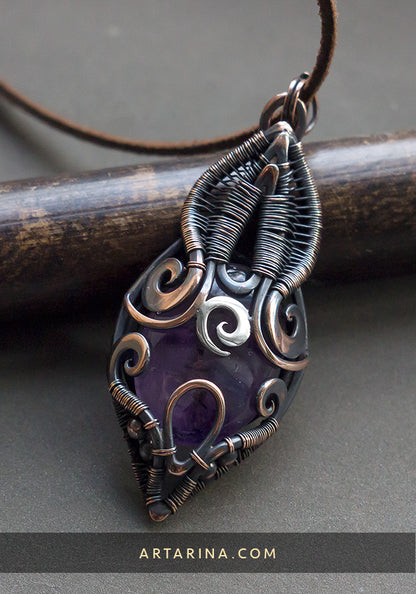 Wire wrapped amethyst necklace