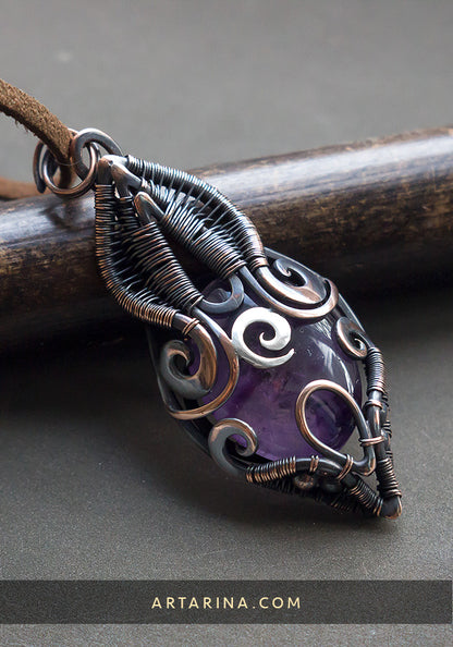 Amethyst crystal pendant necklace