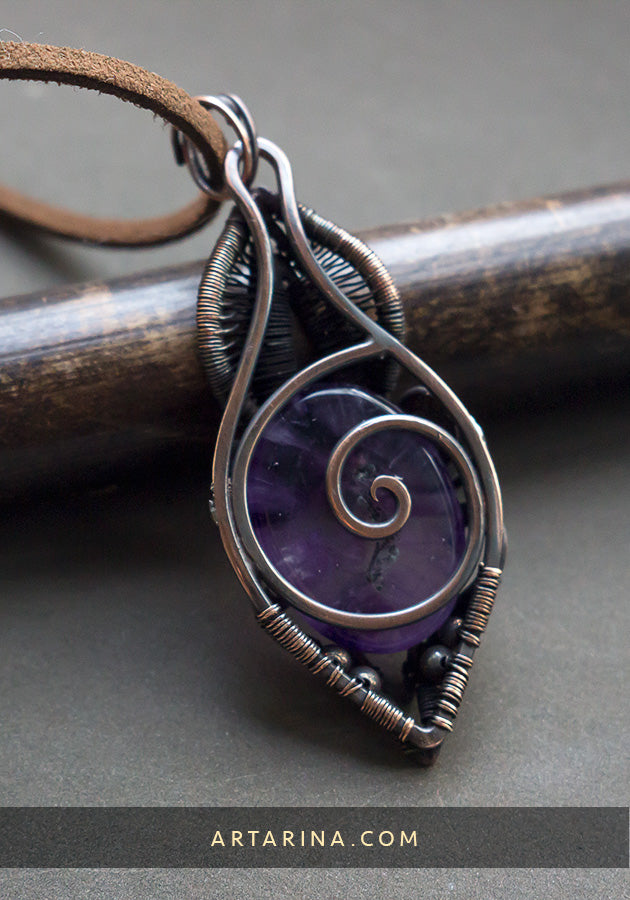 Back side of purple amethyst necklace