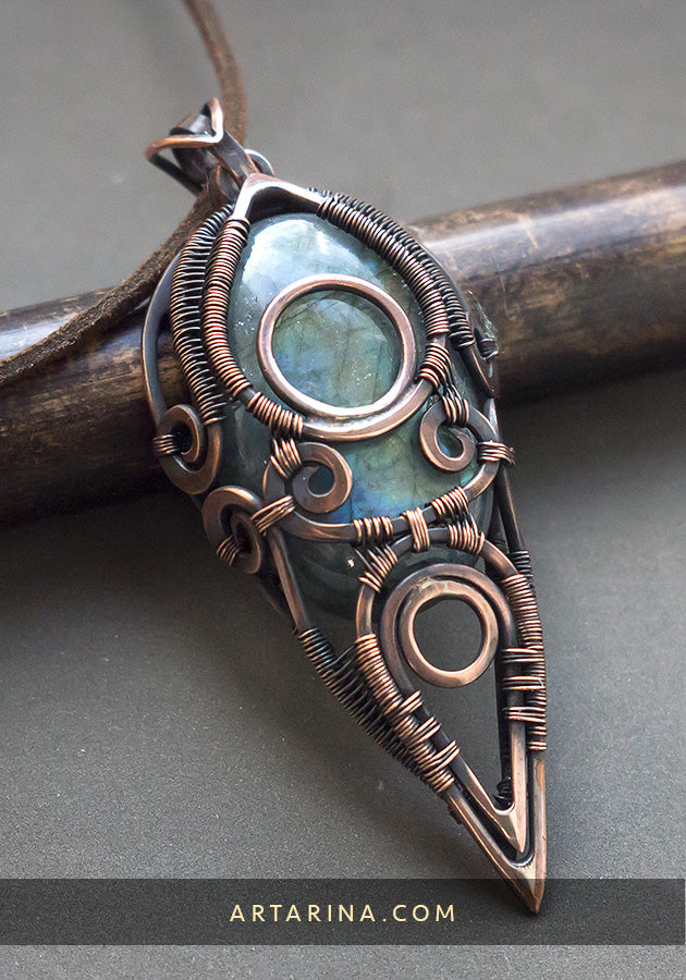 Steampunk handmade wire wrapped pendant
