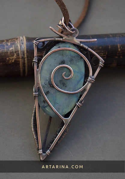 mixed metal labradorite gemstone necklace