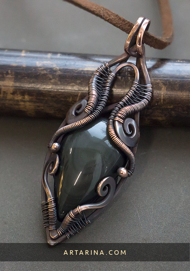 Obsidian unique necklace