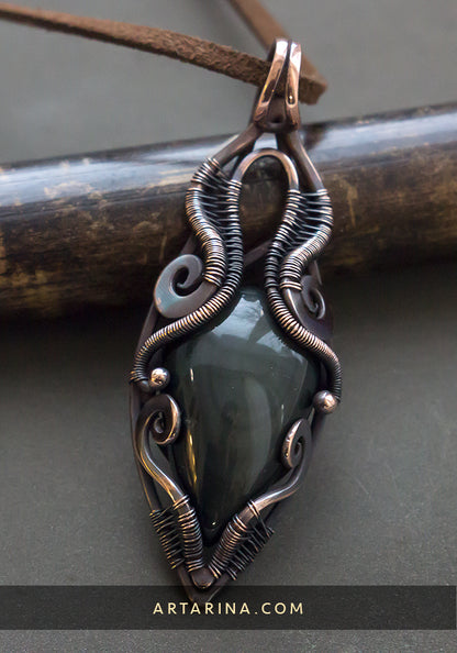 rainbow obsidian necklace pendant