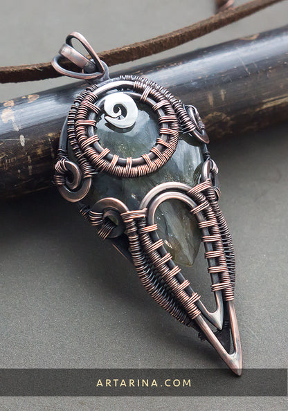 Alchemy necklace. Shaman copper amulet