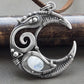 Silver crescent moon wicca witchy stuff necklace