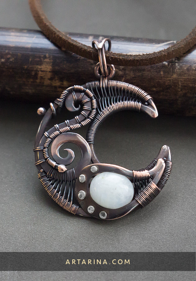 steampunk moon necklace