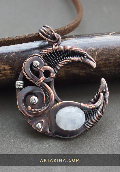 moonstone moon pendant