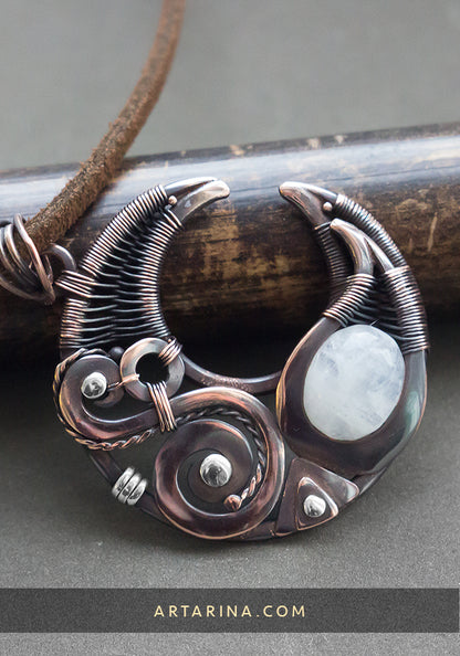 crescent moon wire wrap pendant