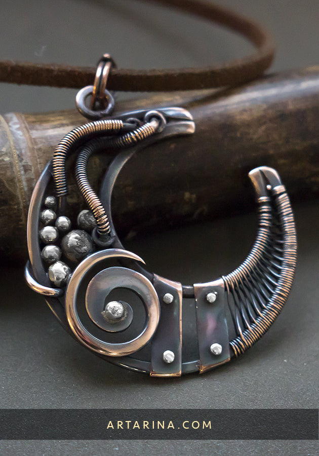 Steampunk moon necklace