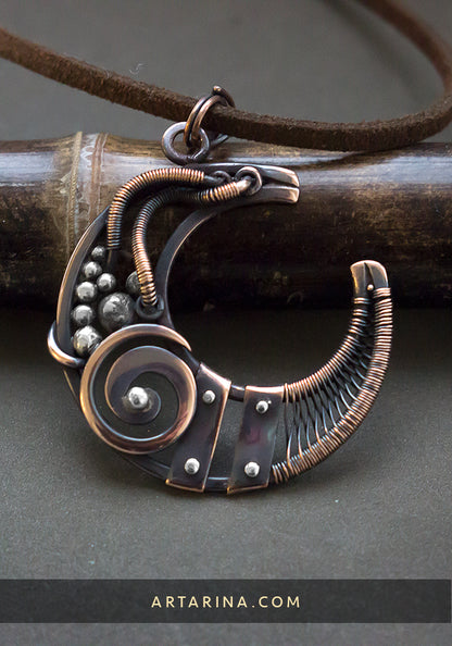 Steampunk moon necklace