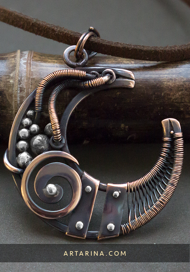 Steampunk moon necklace