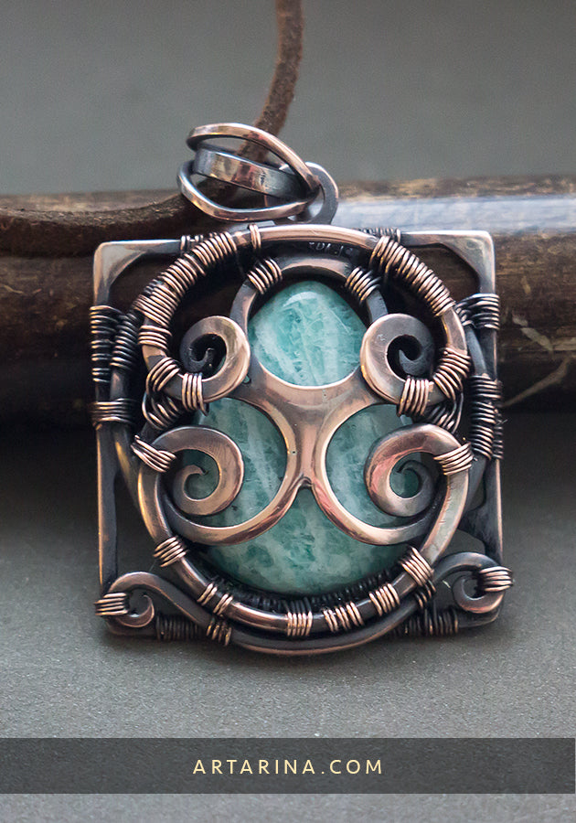 Amazonite crystal fantasy necklace pendant