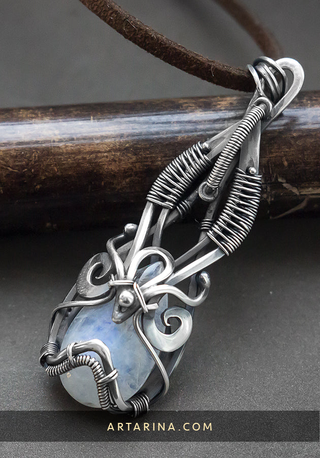 Moonstone silver necklace