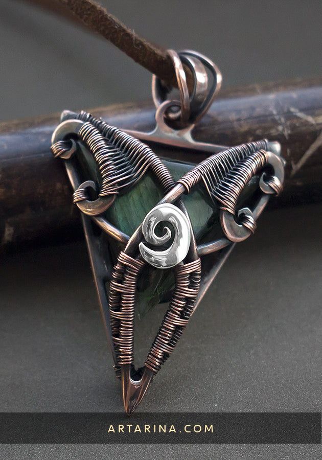 copper and silver wire wrapped jewelry