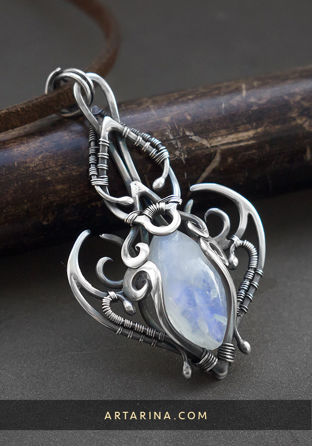 sterling silver moonstone one of a kind pendant
