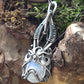 Cyberpunk jewelry silver moonstone pendant