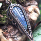 Carved leaf labradorite blue pendant
