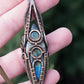 Copper long futuristic jewelry pendant