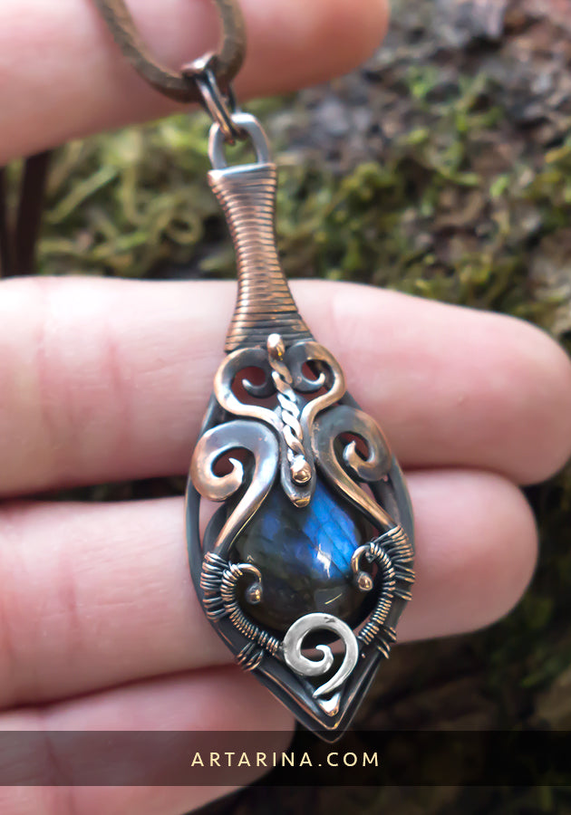 Blue labradorite esoteric protection amulet