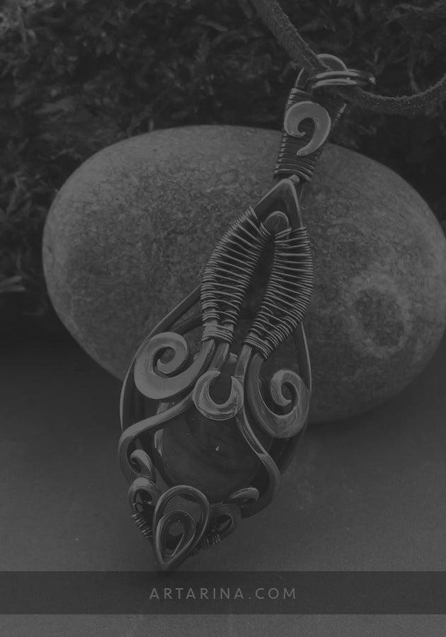 Forest spirit elven style wire woven pendant