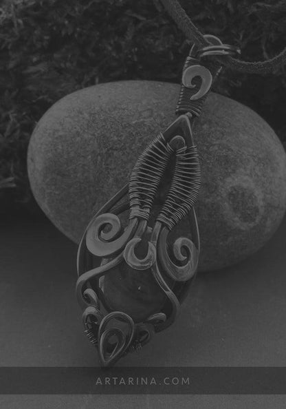 Forest spirit elven style wire woven pendant