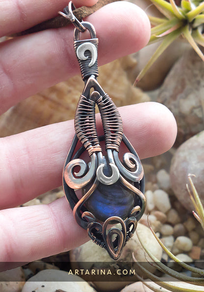 Blue stone forest fairy spiritual necklace