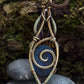 Gold brass metal wire wrapped pendant