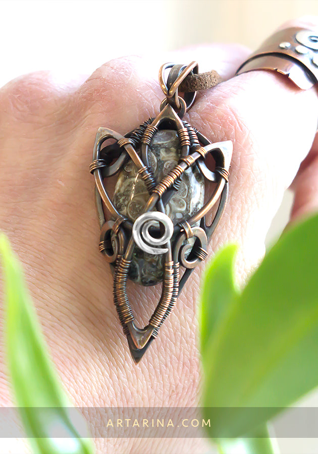 Jasper wire wrapped necklace