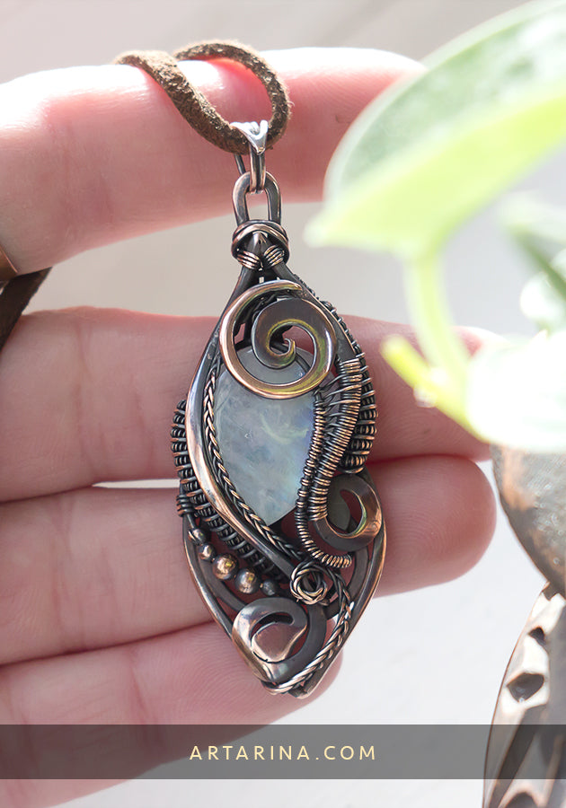 Wire wrapped moonstone