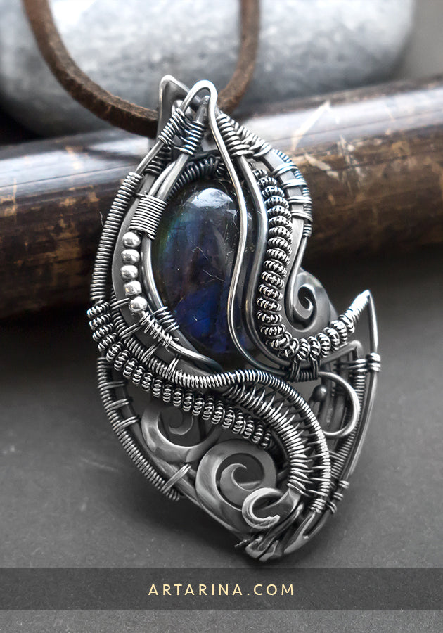 Sterling silver wire wrap necklace