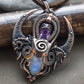 Heady wire wrap moonstone necklace