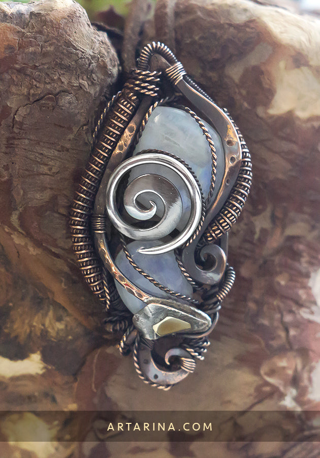 Moonstones copper necklace