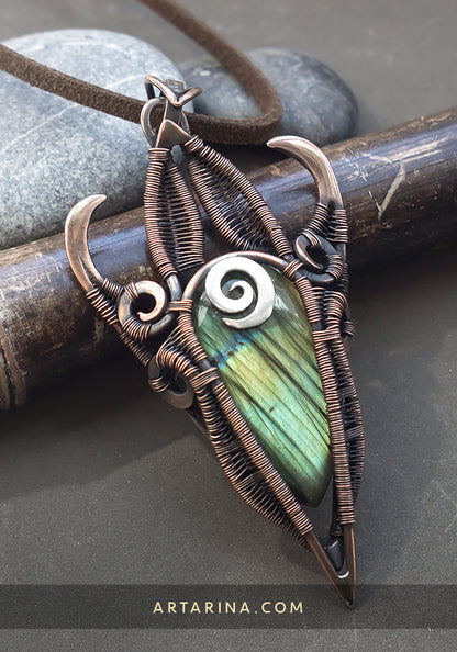 Wire wrapped labradorite pendant