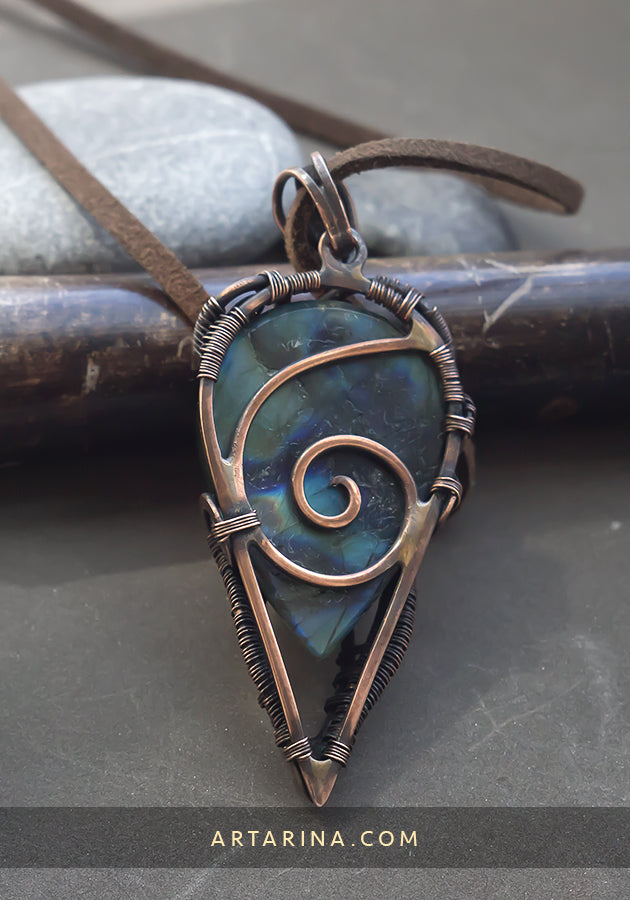Multicolor stone wirewrap necklace