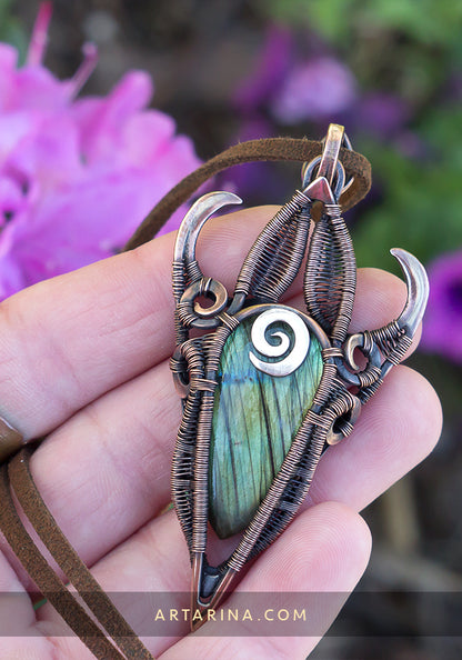 Copper wire wrap pendant