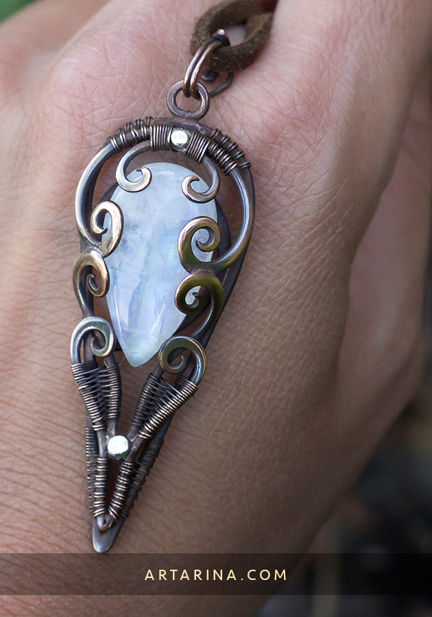 WIre wrapped moonstone jewelry pendant