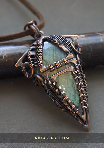 Wire wrapped copper pendant