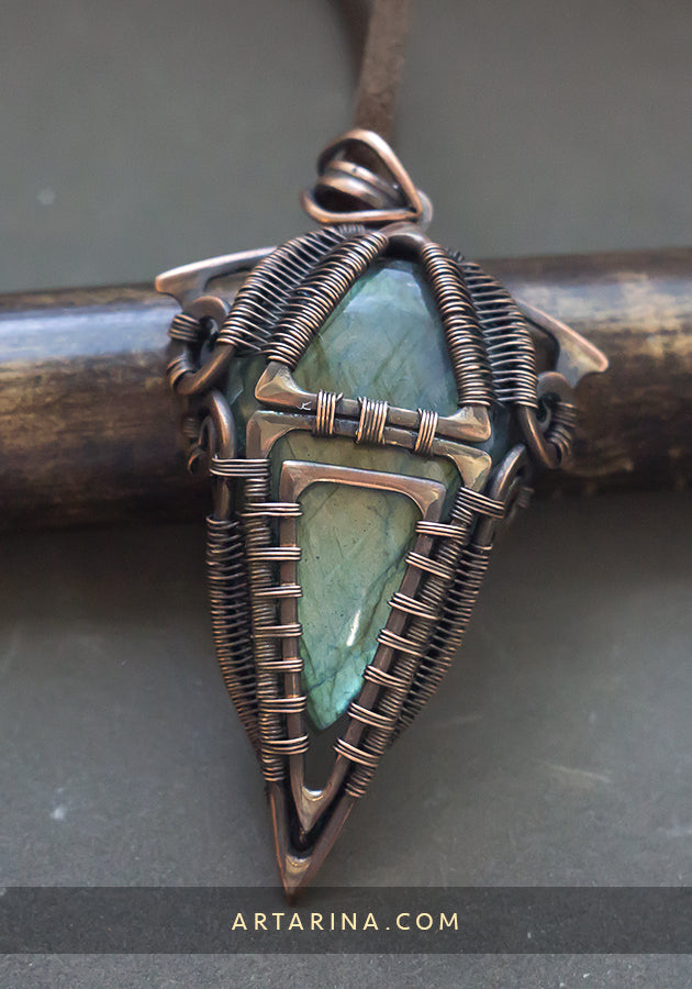 Wire wrapped copper necklace