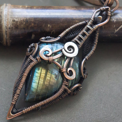 Astrology sacred geometry labradorite necklace, divine spiral jewelry