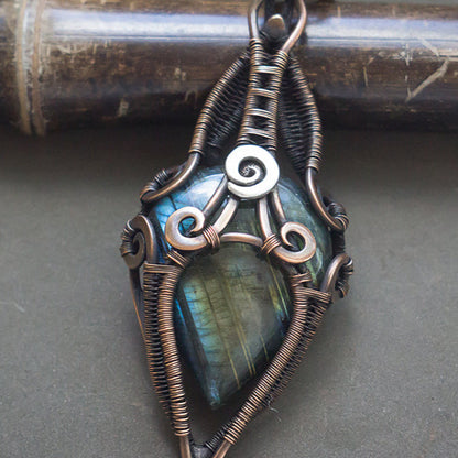 Astrology sacred geometry labradorite necklace, divine spiral jewelry