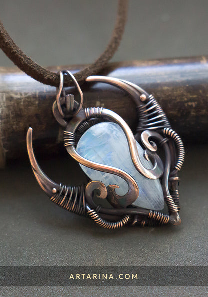 Copper moonstone necklace