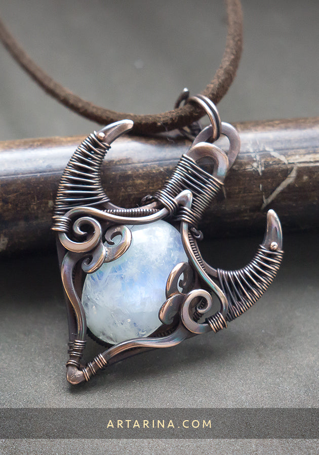 moonstone wire wrap necklace