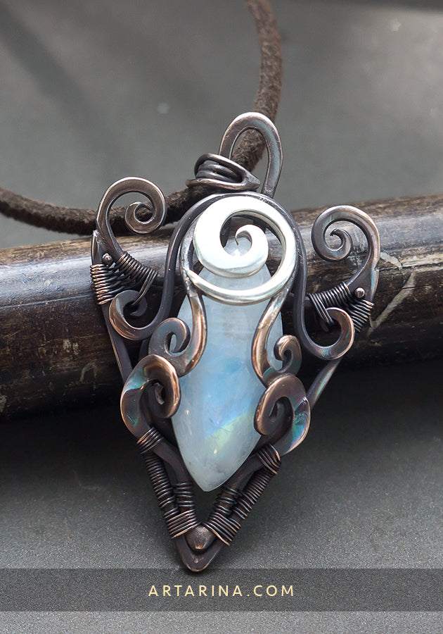 Copper wire wrapped pendant