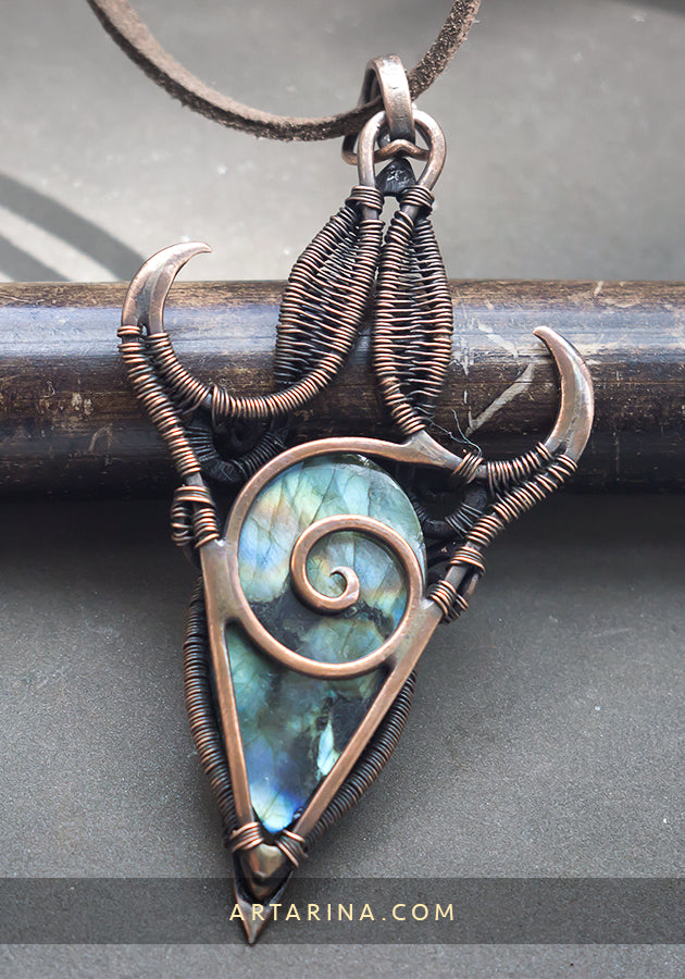 Wire wrapped talisman necklace